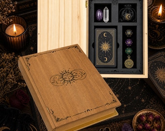 Tarot Card Storage Box | Tarot Deck Organizer | Witchy Altar Box | Crystal & Divination Storage | Engraved Tarot Gift
