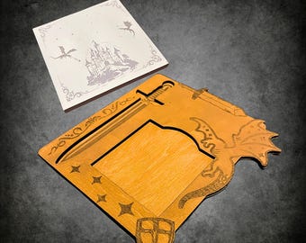 Personalized Sticky Note and Pen Holder with Fantasy Design, Desk Organizer