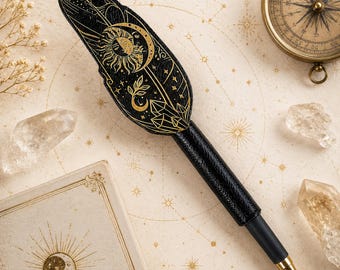 Celestial Quill Pen | Personalized Engraved Feather Pen | Celestial Office Gift | Refillable Ballpoint Pen