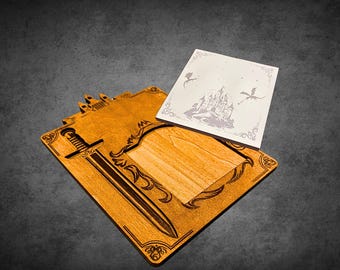 Personalized Sticky Note and Pen Holder with Fantasy Design, Desk Organizer