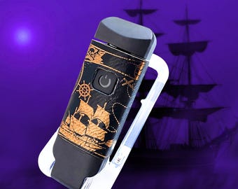 Pirate Themed Decorative Clip On LED Light for Books & Journals — Original Hand-Designed Pirate Ship Art