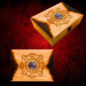 Firefighter Gift, First responders Wooden Keepsake Box, Maple Hardwood with personalized name Bild 6
