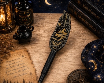 Wizard Quill Pen, Personalized Fantasy Pen, Magical Feather Ballpoint Pen, Engraved Writer Gift, Book Lover Desk Accessory