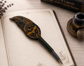 Fantasy Faux-Leather Quill Pen | Refillable Ballpoint Feather Pen for Writers, Cosplay & Magical Gifts