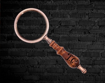 Wood Magnifying Glass with Engraved Name, Retro Optical Glass Magnifier Personalized, 10x Vintage Hand Magnifying Lens Glass, Readers Gift