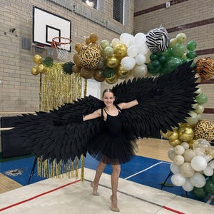 Flexible Dansing Wings, In Midnight Black Colour. Photoshoot, Cosplay, Party and more 250cm( 97.5 inch)
