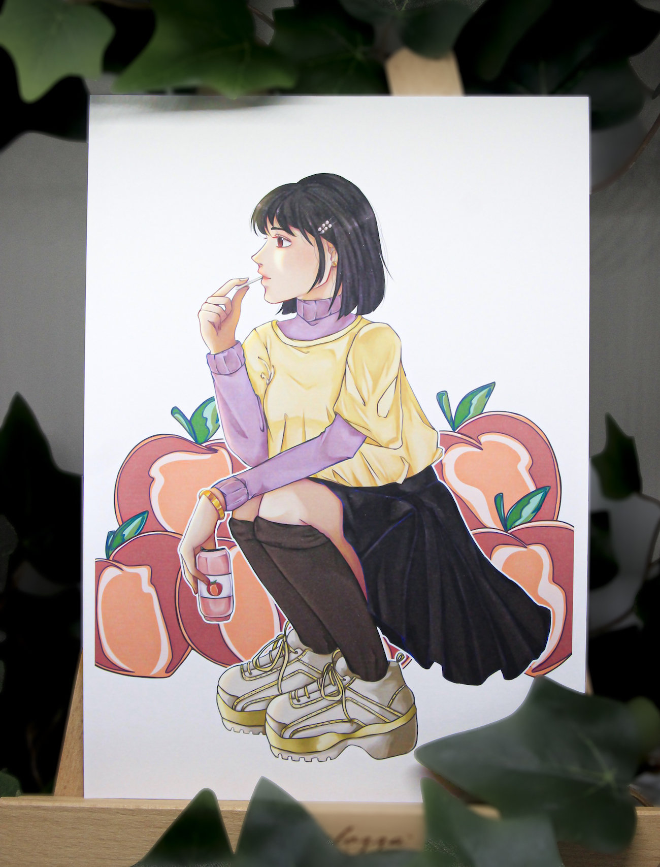 anime-girl-drinking-soda-anime-girl-with-peaches-original