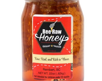 Pure Wildflower Honey 24oz pint jar with comb