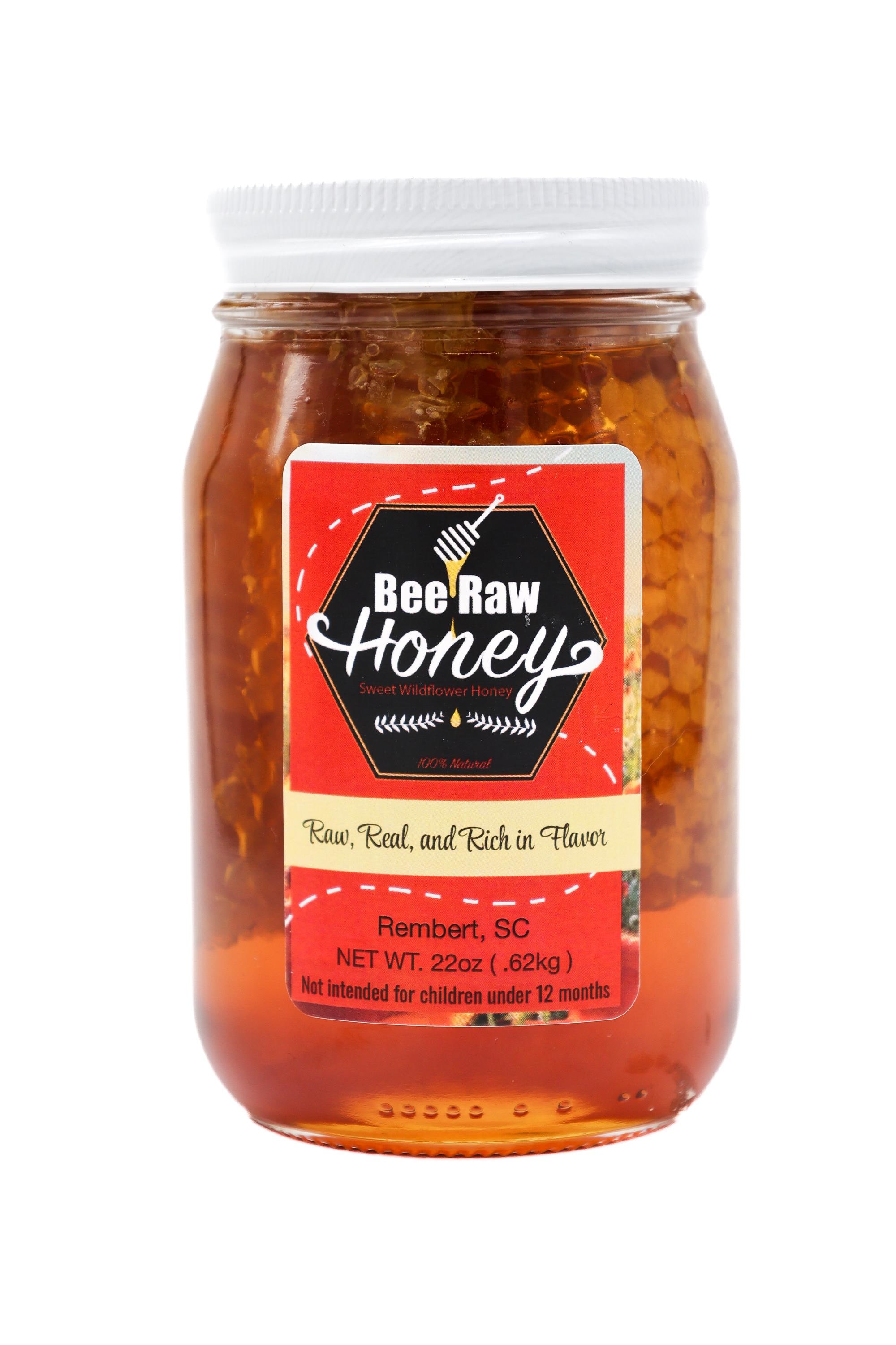Pure Wildflower Honey 24oz Pint Jar With Comb - Etsy Canada