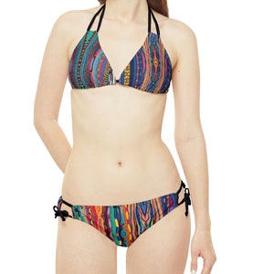 Strappy Hip Hop Legend Bikini Set, Coogie Style Pattern, Notorious B.I.G., Biggie Smalls Bathing Suit, 90s swim