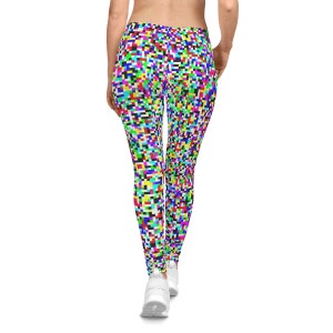 8 Bit Leggings,Women&#39;s Pixelated Leggings, Digital Static Tights, Pixel Stretch Pants, Party Tights