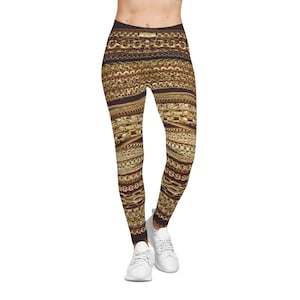 Pantalon fantaisie, Leggings chaîne en or brillant pour femmes, Collants en or 24 carats, Motif de chaîne en or