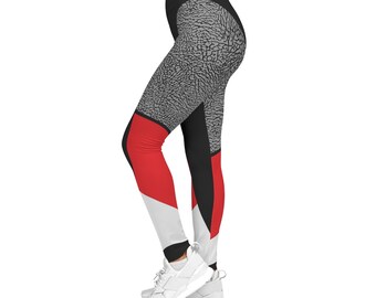 Women's Super Kicks Casual Leggings, Jordan Skin, Sneaker Tights, Streetwear Classic Pattern Leggings