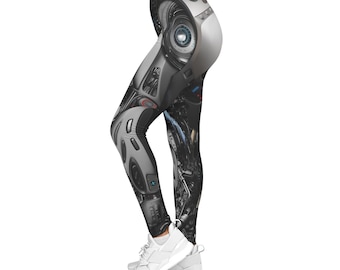 Women's Cyborg Leggings, Robotic Machine, Mechanical Human, Cosplay Tights, High Tech Tights