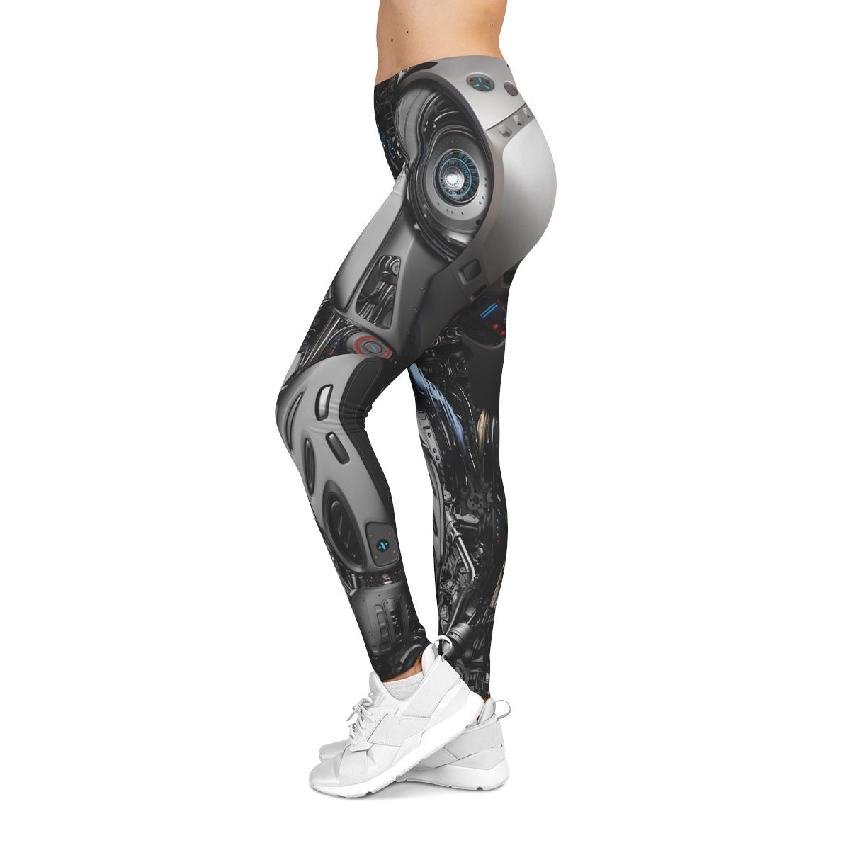 Women's Cyborg Leggings, Robotic Machine, Mechanical Human