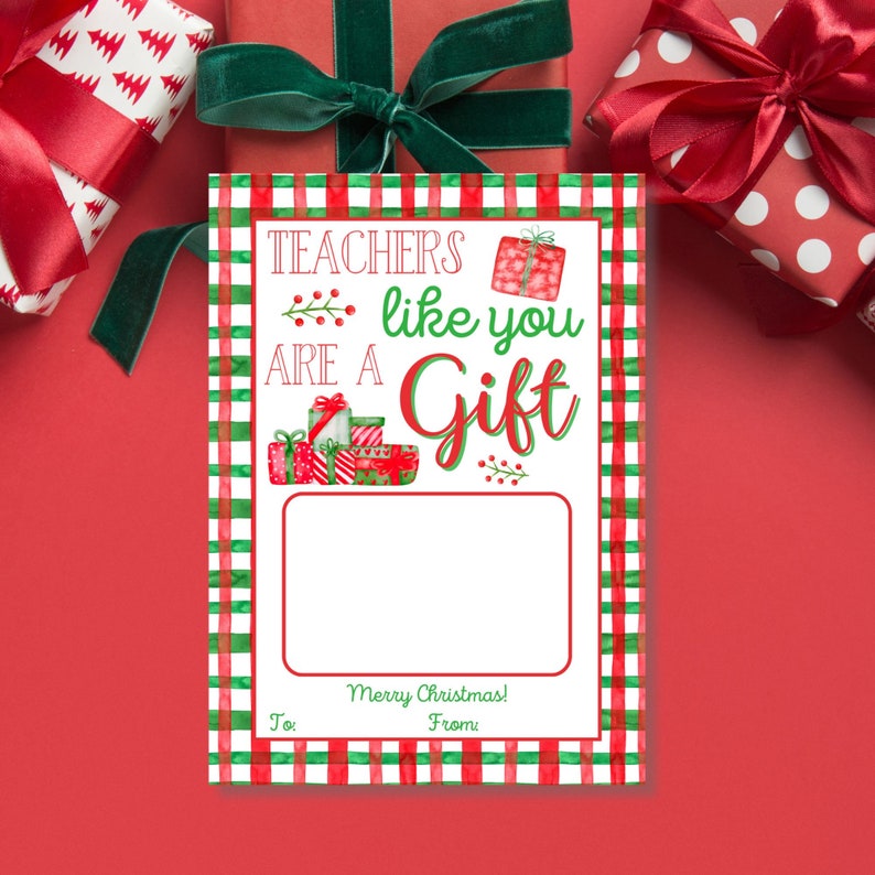 Printable Teacher Christmas Gift Card Holder Template Etsy