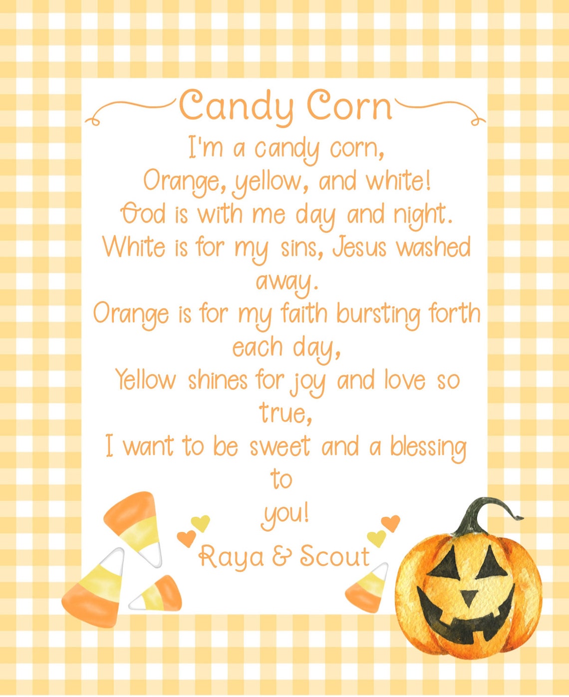Candy Corn Poem Tag - Etsy