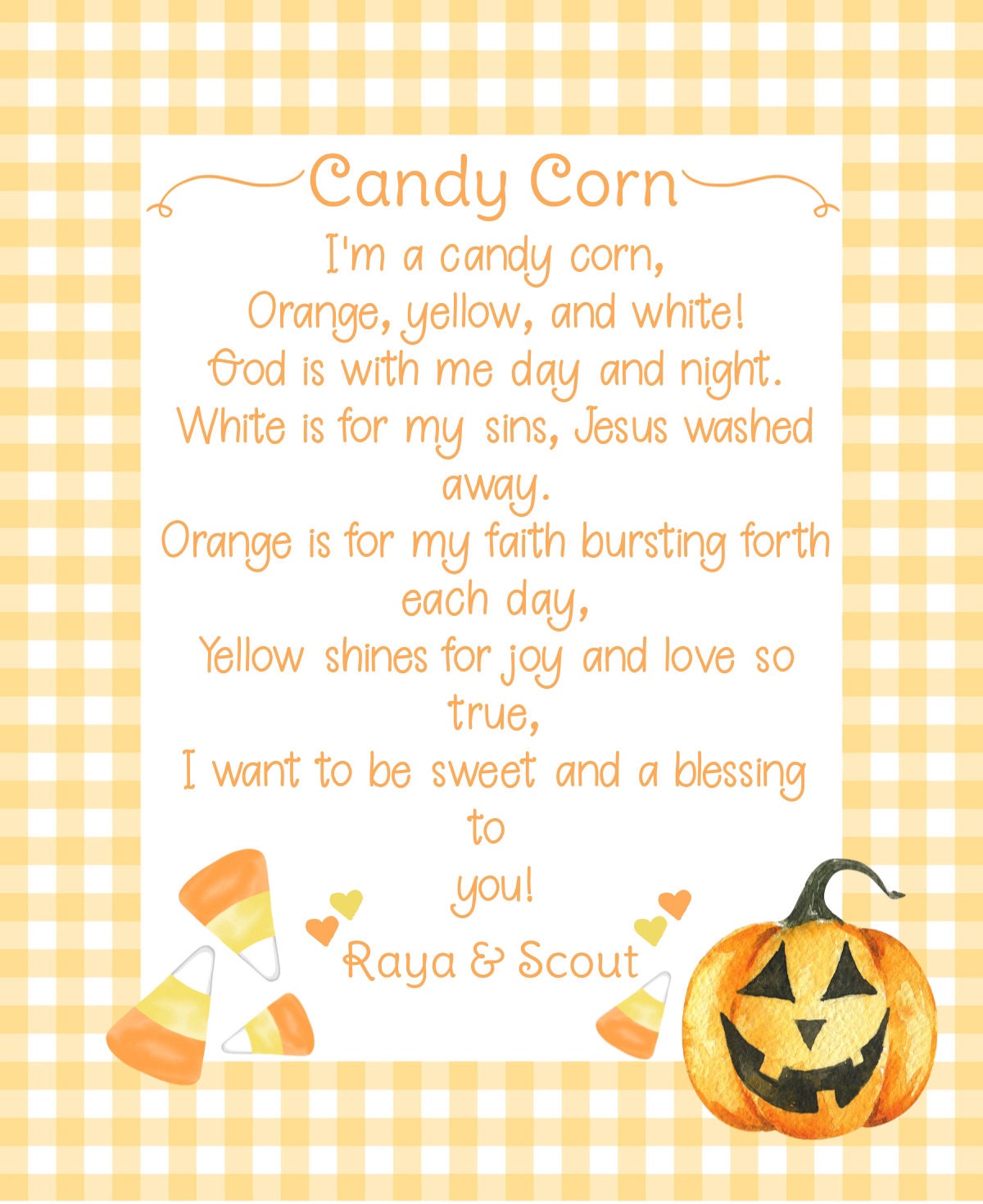Candy Corn Poem Tag - Etsy
