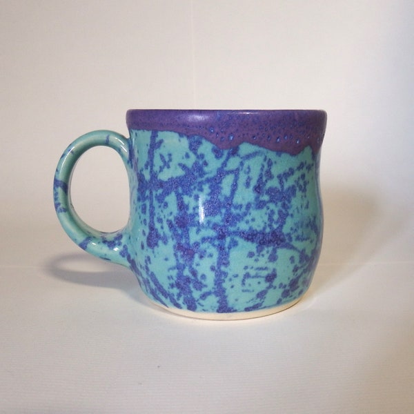 Splatter Mug - Handmade Ceramics, Wheel Thrown, Blue and Purple Splatter Glaze