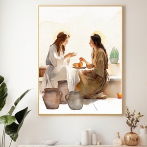 Mary and Martha of Bethany With Jesus, Art Printable Bundle, Saint Art ...