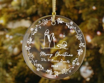 Personalized Cristmas Ornament - Clear Acrylic -Gift for the Couple - Wedding Gift -Christmas gift-Holy Family