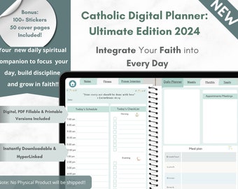 Ultimate Catholic Digital Daily Planner 2024 INSTANT DIGITAL DOWNLOAD Printable Fillable Goodnotes Notability