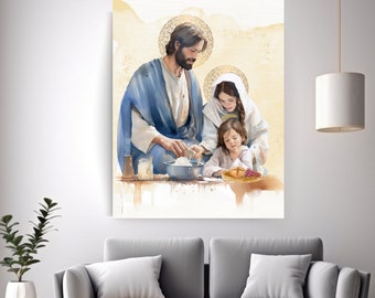 Holy Family Canvas Prints, Saint Art, Holy Family Canvas ,Catholic gift, Baptism gift, catholic wall art