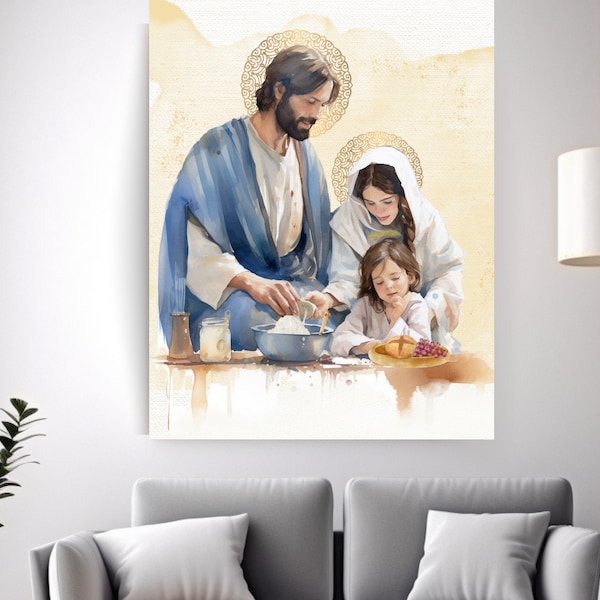 Holy Family Canvas Prints, Saint Art, Holy Family Canvas ,Catholic gift, Baptism gift, catholic wall art