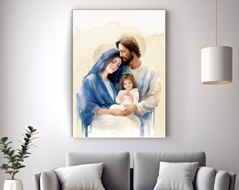 Holy Family Canvas Prints, Saint Art, Holy Family Canvas ,Catholic gift, Baptism gift, catholic wall art