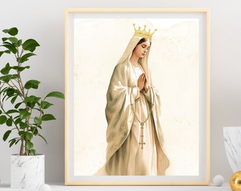 Nuestra Señora de Fátima Arte Imprimible, Oración de Fátima Imprimible, Oh mi Jesús Oración, Católica, Arte digital Madre María