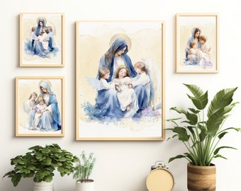 Baby Jesus Sleeping in the Virgin Mary's Lap,Digital Prints bundle, Catholic DigitalArt,Saint Art,Catholic gift,Room Decor, baptism gift