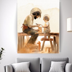 St. Joseph and Baby Jesus Canvas Prints, Saint Art, St. Joseph Canvas ,Catholic gift | Catholic Dad gift, Baptism gift