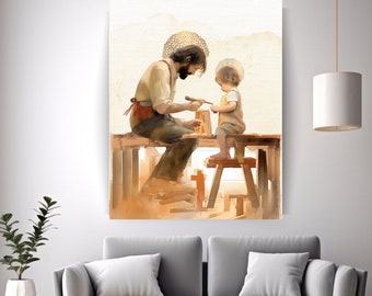 St. Joseph and Baby Jesus Canvas Prints, Saint Art, St. Joseph Canvas ,Catholic gift | Catholic Dad gift, Baptism gift