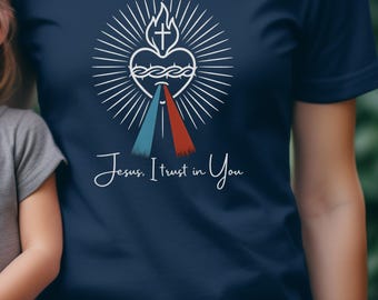 Jesus I Trust in You Shirt, Divine Mercy, Sacred Heart, Catholic Gift for Her/Him, Divine Mercy Sunday Tee, Catholic Gifts