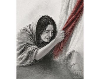 Jesus Hem of Garment Art, Woman Touching the Hem - Faith Healing -Jesus Portrait for Home- Decor- Satin Posters (210gsm)