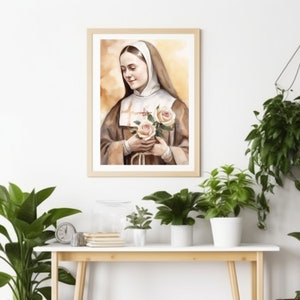 St.Therese of Lisieux, the Little Flower, Catholic Printable, wall decor and gifts, Catholic Digital art