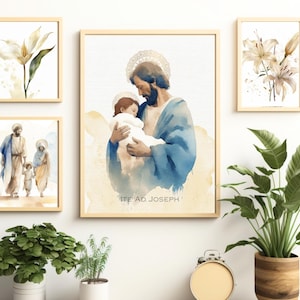 St.Joseph and Baby Jesus Art Printable Bundle, Saint Art, St. Joseph Art , Catholic gift | Catholic Dad gift | Catholic Father, baptism
