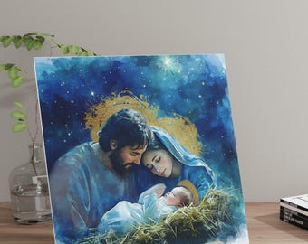 Christmas Gift, nativity, Gallery Board with Stand