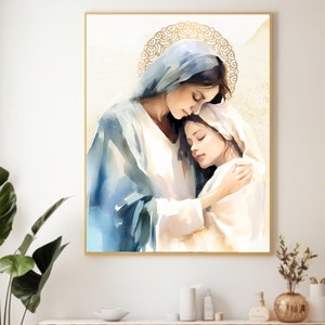 Moder Maria akvarell digitalt paket, nedladdningsbart digitalt tryck, katolskt utskrivbart, clipart, digital nedladdning, katolsk gåva bild 6