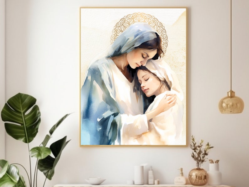 Moder Maria akvarell digitalt paket, nedladdningsbart digitalt tryck, katolskt utskrivbart, clipart, digital nedladdning, katolsk gåva bild 6