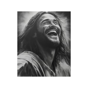 Laughing Christ Art Print : Joyful Jesus  Portrait for Home- Decor- Satin Posters (210gsm)