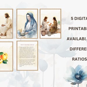 Mary and Martha of Bethany With Jesus, Art Printable Bundle, Saint Art ...