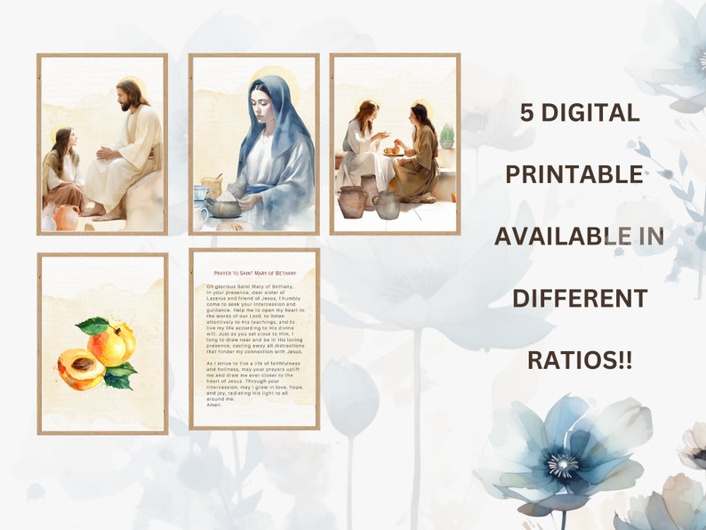 Mary and Martha of Bethany With Jesus, Art Printable Bundle, Saint Art ...
