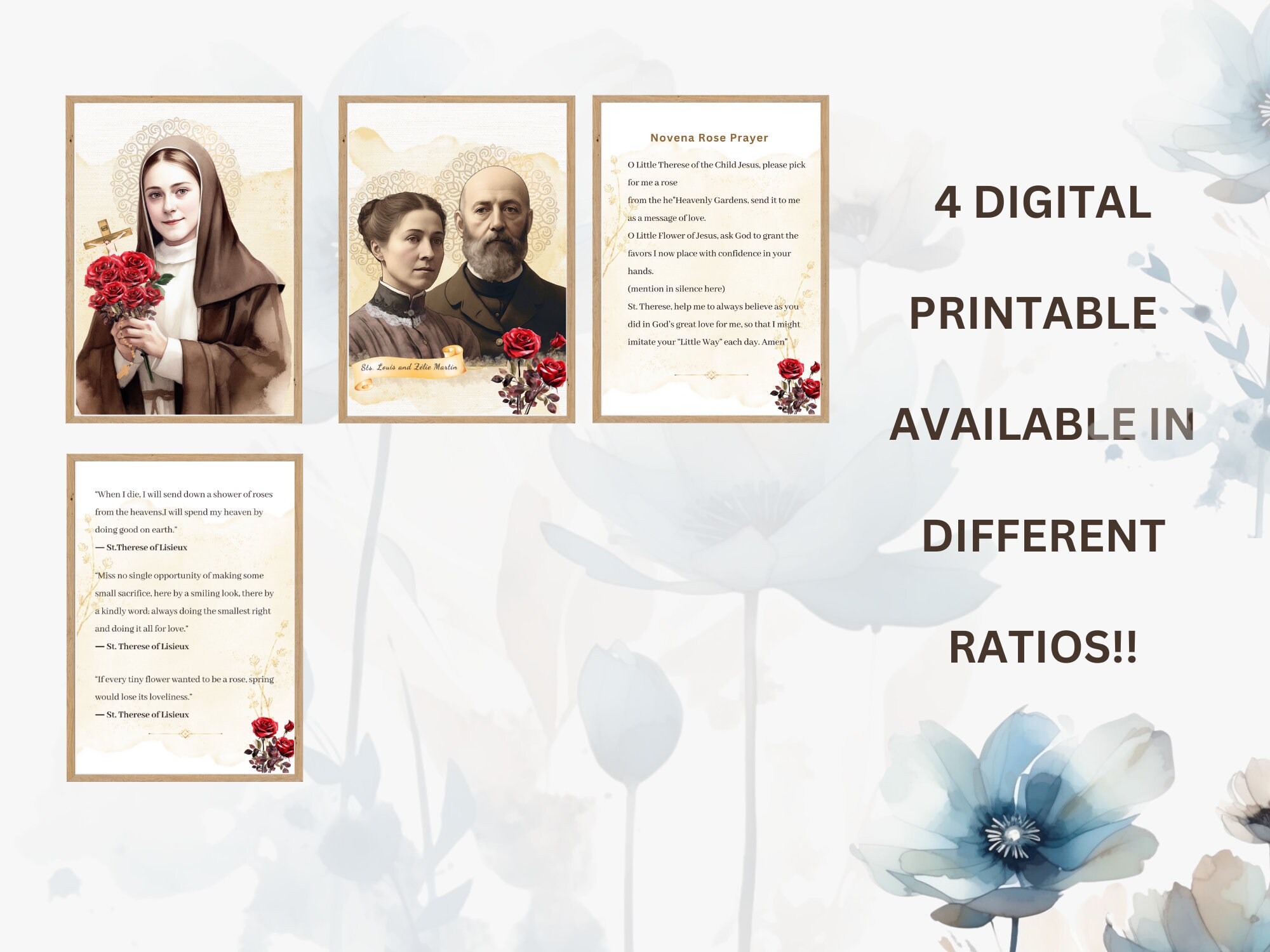 St. Therese of Lisieux, Sts. Louis & Zelie Martin Digital Prints Bundle ...