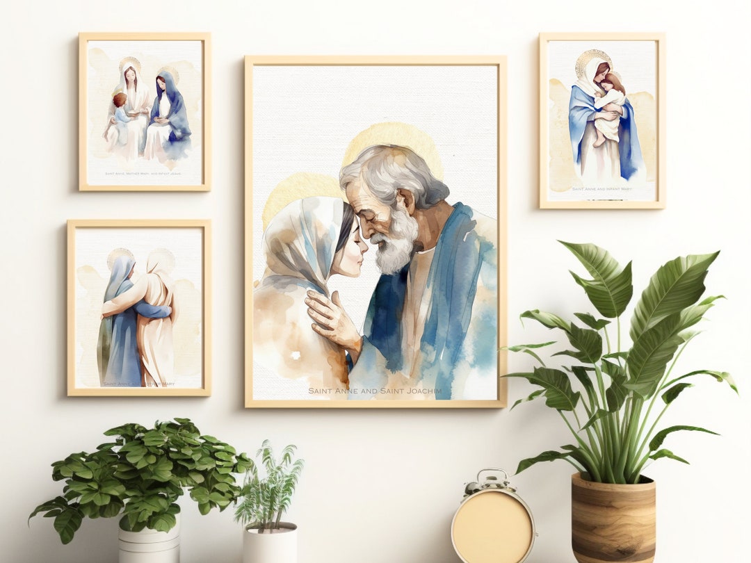 St. Joachim and St. Anne With Mary, Bundle Printable Digital Watercolor