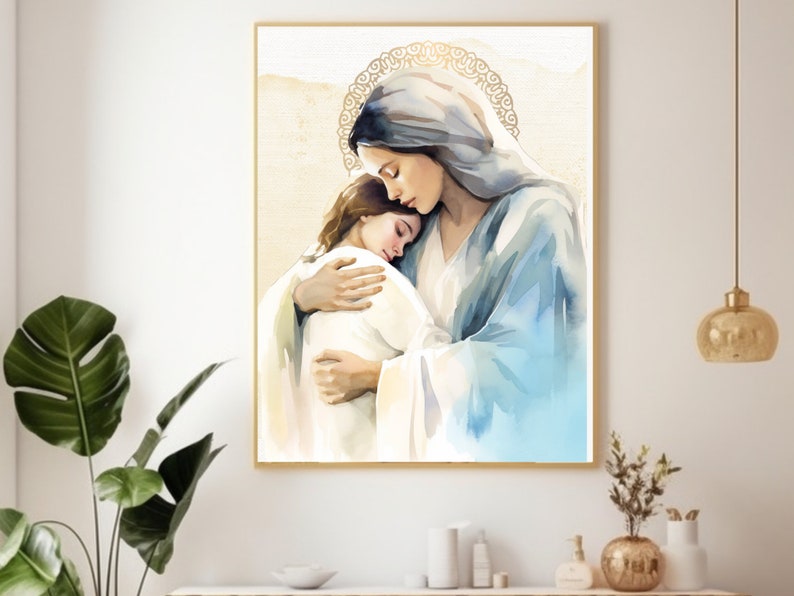 Moder Maria akvarell digitalt paket, nedladdningsbart digitalt tryck, katolskt utskrivbart, clipart, digital nedladdning, katolsk gåva bild 4