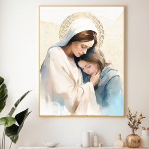 Moder Maria akvarell digitalt paket, nedladdningsbart digitalt tryck, katolskt utskrivbart, clipart, digital nedladdning, katolsk gåva bild 5
