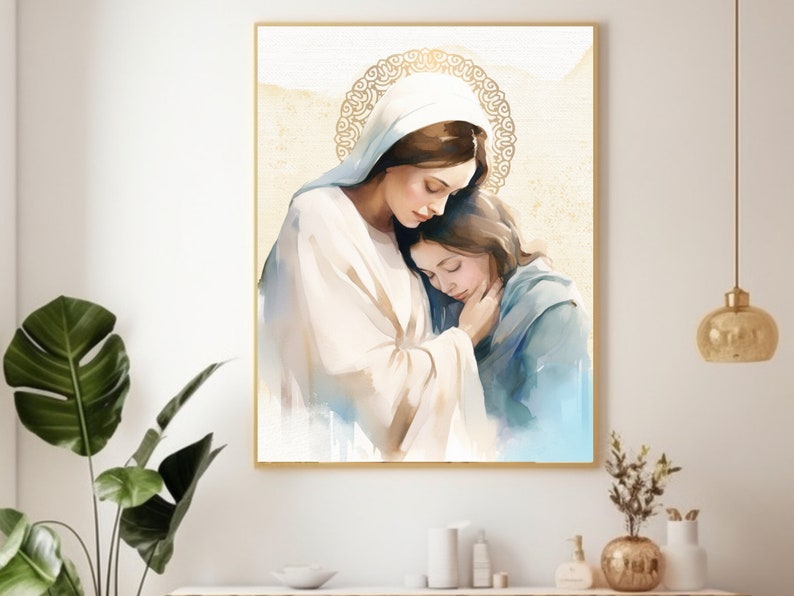 Moder Maria akvarell digitalt paket, nedladdningsbart digitalt tryck, katolskt utskrivbart, clipart, digital nedladdning, katolsk gåva bild 5