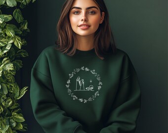 Christmas Trees Sweatshirt, Christmas Sweatshirt, Holiday Sweater, Womens Holiday Sweatshirt, Christmas Shirt, Winter Shirt, Nativity