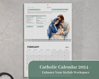 2024 Catholic Calendar:  Wall Calendar with Hanger / Catholic Gift / Christmas gift/ Home and Family